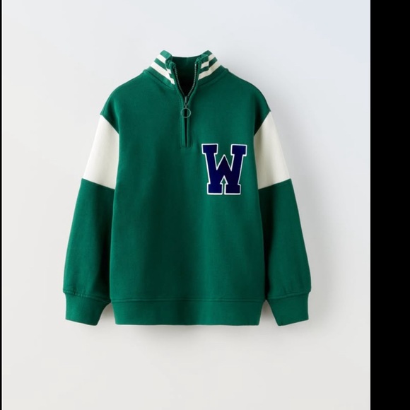 Zara Other - Zara “w” EST.1975 J.WEAR Zip Green Pullover Sweatshirt Youth 13-14